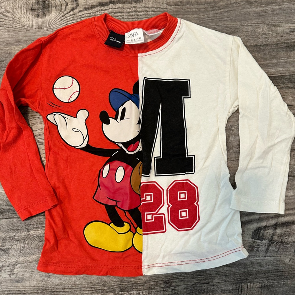 Zara Mickey Mouse baseball long sleeve size 2-3